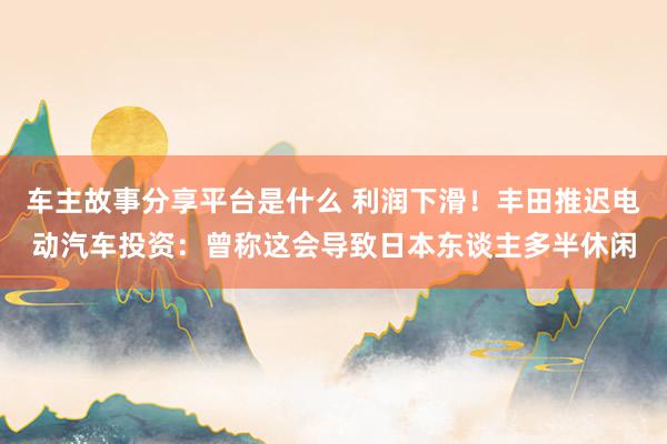 车主故事分享平台是什么 利润下滑！丰田推迟电动汽车投资：曾称这会导致日本东谈主多半休闲