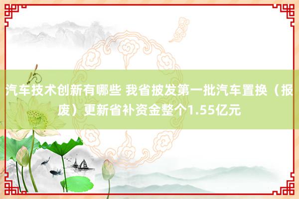 汽车技术创新有哪些 我省披发第一批汽车置换（报废）更新省补资金整个1.55亿元