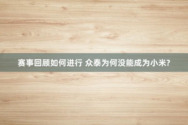 赛事回顾如何进行 众泰为何没能成为小米?