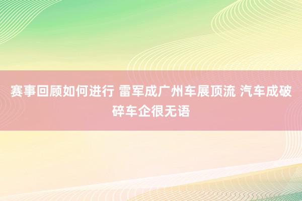 赛事回顾如何进行 雷军成广州车展顶流 汽车成破碎车企很无语