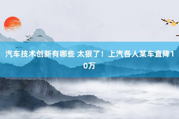 汽车技术创新有哪些 太狠了！上汽各人某车直降10万