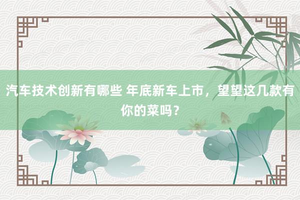 汽车技术创新有哪些 年底新车上市，望望这几款有你的菜吗？