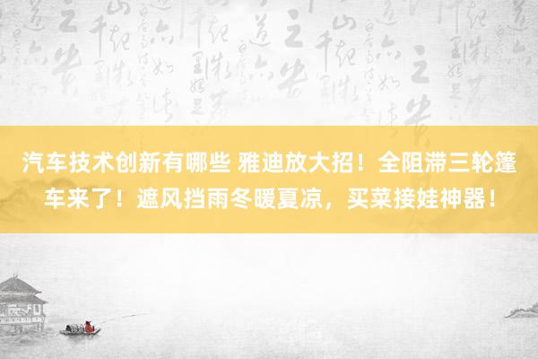 汽车技术创新有哪些 雅迪放大招！全阻滞三轮篷车来了！遮风挡雨冬暖夏凉，买菜接娃神器！