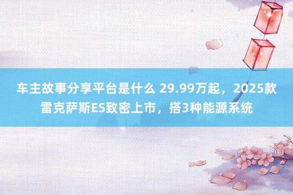 车主故事分享平台是什么 29.99万起，2025款雷克萨斯ES致密上市，搭3种能源系统