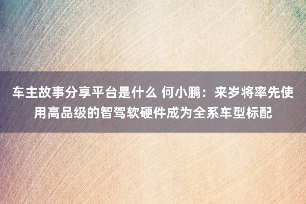 车主故事分享平台是什么 何小鹏：来岁将率先使用高品级的智驾软硬件成为全系车型标配