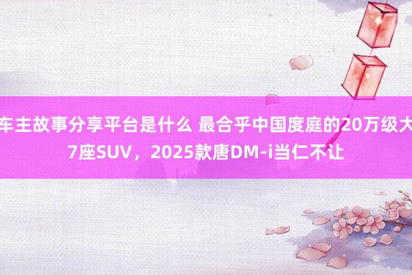 车主故事分享平台是什么 最合乎中国度庭的20万级大7座SUV，2025款唐DM-i当仁不让