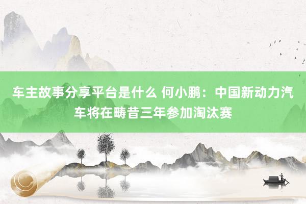 车主故事分享平台是什么 何小鹏：中国新动力汽车将在畴昔三年参加淘汰赛