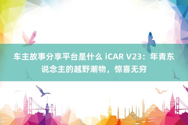 车主故事分享平台是什么 iCAR V23：年青东说念主的越野潮物，惊喜无穷