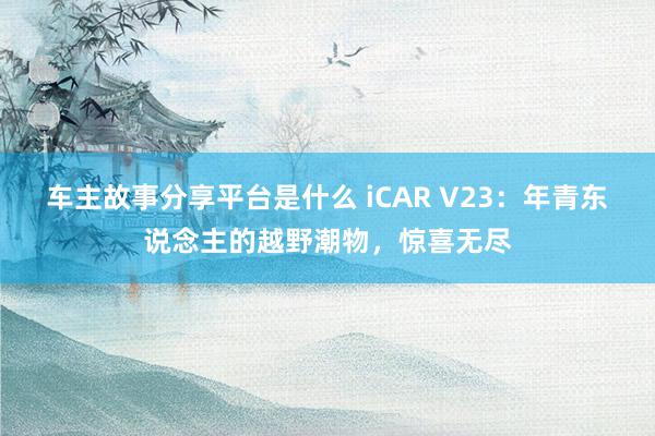 车主故事分享平台是什么 iCAR V23：年青东说念主的越野潮物，惊喜无尽