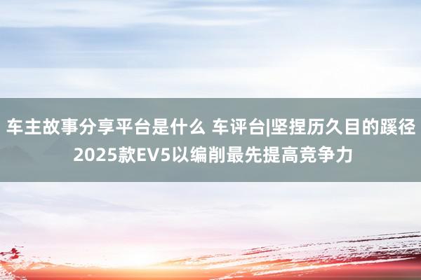 车主故事分享平台是什么 车评台|坚捏历久目的蹊径 2025款EV5以编削最先提高竞争力