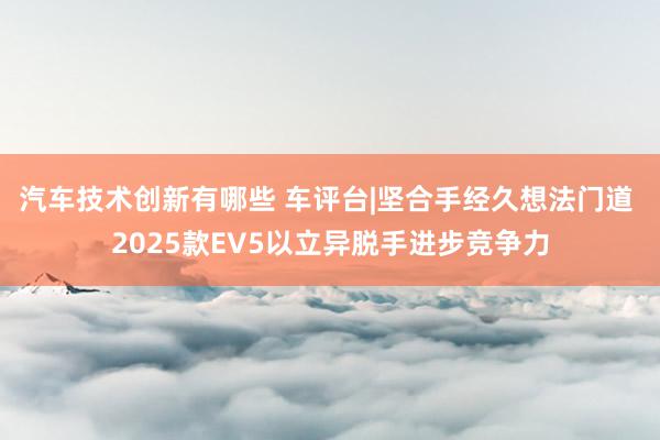 汽车技术创新有哪些 车评台|坚合手经久想法门道 2025款EV5以立异脱手进步竞争力