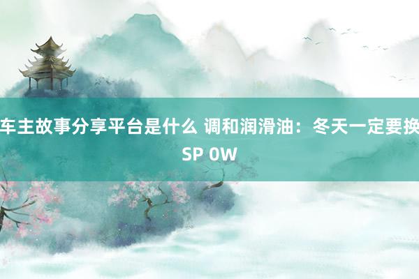 车主故事分享平台是什么 调和润滑油：冬天一定要换SP 0W