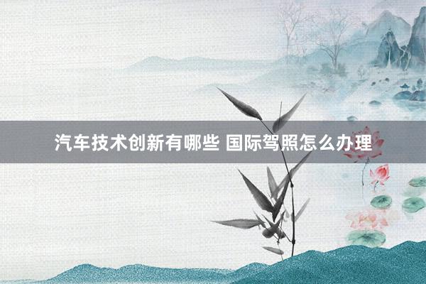 汽车技术创新有哪些 国际驾照怎么办理