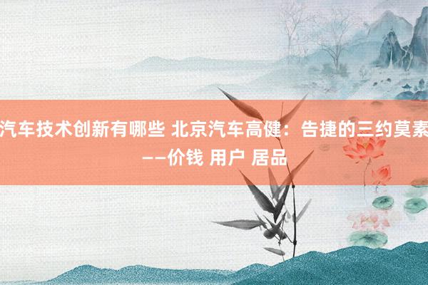 汽车技术创新有哪些 北京汽车高健：告捷的三约莫素——价钱 用户 居品