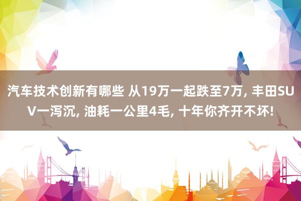 汽车技术创新有哪些 从19万一起跌至7万, 丰田SUV一泻沉, 油耗一公里4毛, 十年你齐开不坏!