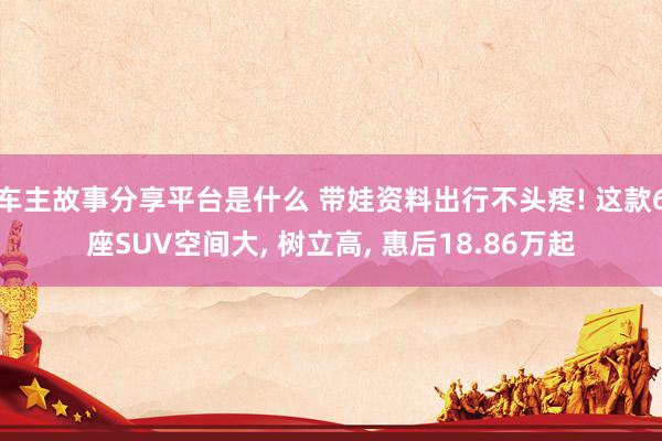 车主故事分享平台是什么 带娃资料出行不头疼! 这款6座SUV空间大, 树立高, 惠后18.86万起