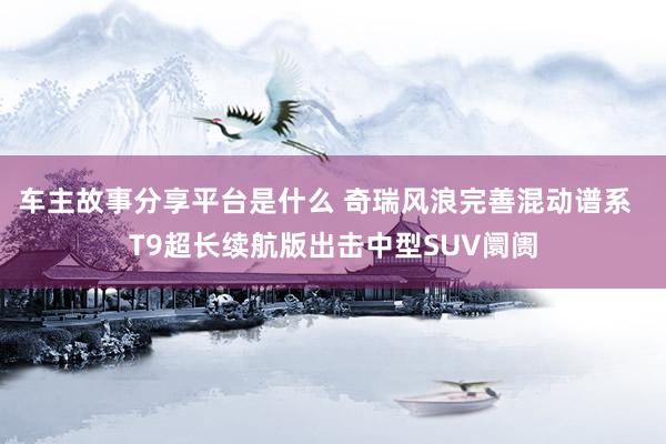 车主故事分享平台是什么 奇瑞风浪完善混动谱系  T9超长续航版出击中型SUV阛阓