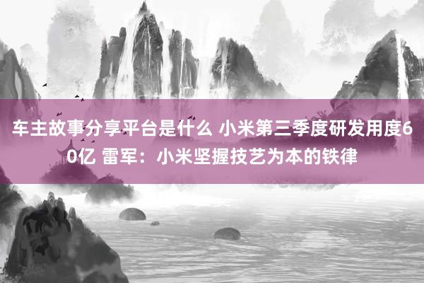 车主故事分享平台是什么 小米第三季度研发用度60亿 雷军：小米坚握技艺为本的铁律