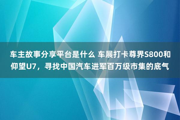 车主故事分享平台是什么 车展打卡尊界S800和仰望U7，寻找中国汽车进军百万级市集的底气