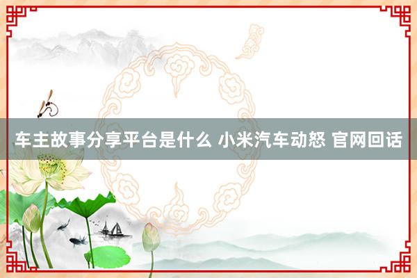 车主故事分享平台是什么 小米汽车动怒 官网回话