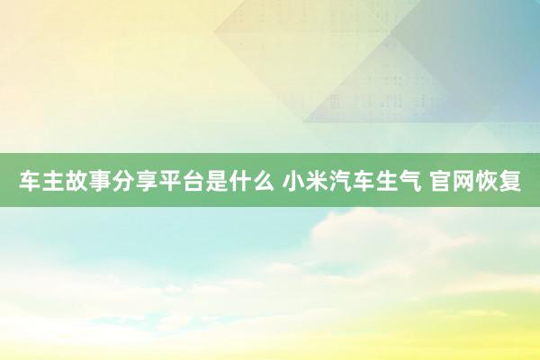 车主故事分享平台是什么 小米汽车生气 官网恢复