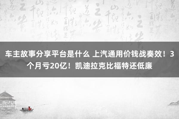 车主故事分享平台是什么 上汽通用价钱战奏效！3个月亏20亿！凯迪拉克比福特还低廉