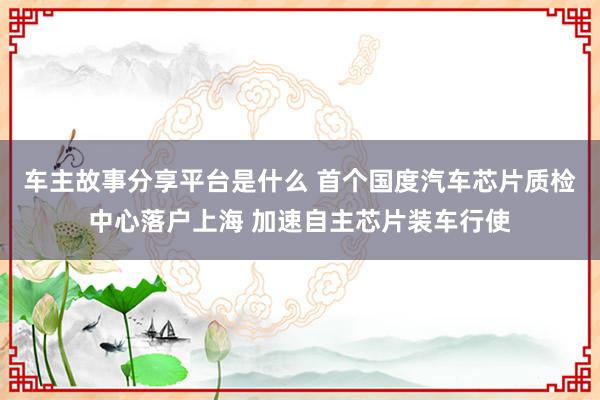 车主故事分享平台是什么 首个国度汽车芯片质检中心落户上海 加速自主芯片装车行使