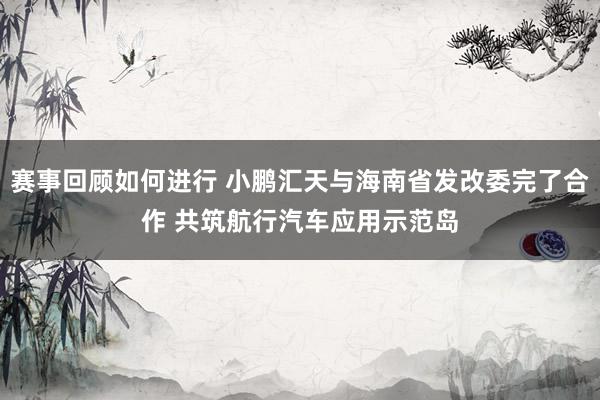 赛事回顾如何进行 小鹏汇天与海南省发改委完了合作 共筑航行汽车应用示范岛