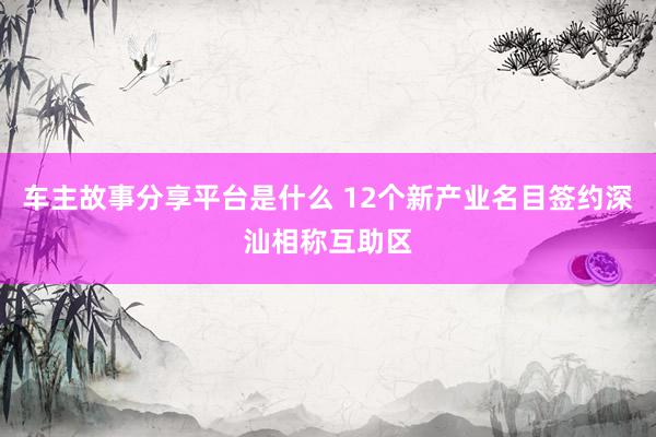 车主故事分享平台是什么 12个新产业名目签约深汕相称互助区